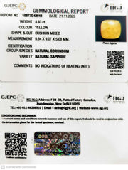4.52/CT Natural Yellow Sapphire With Govt Lab Certificate (2331)