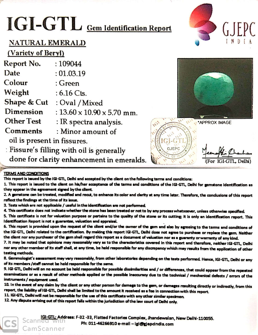 9.72 Ratti Natural Panna Stone With Govt. Lab Certificate (3441)