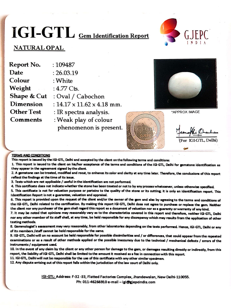 5.30 Ratti Natural fire Opal with Govt. Lab Certificate-(1221)