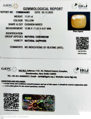 11.01/CT Natural Yellow Sapphire With Govt Lab Certificate-11006D44481