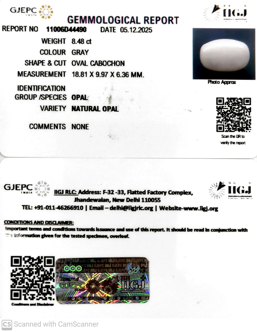 8.48/CT Natural Opal with Govt. Lab Certificate-11006D44490