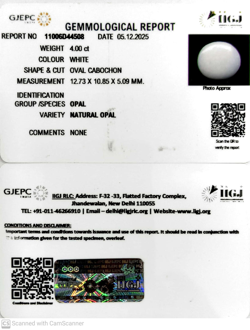 4/CT Natural Opal with Govt. Lab Certificate-11006D44508