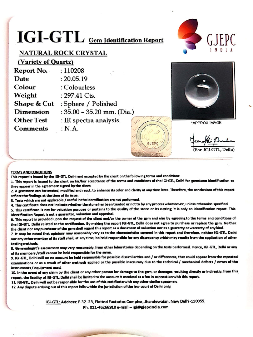Natural Rock Crystal With Govt. Lab Certificate-60