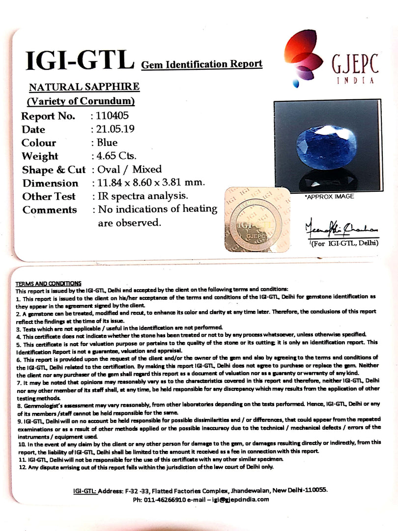 5.17 Ratti Natural Blue Sapphire with Govt Lab Certificate-(2331)