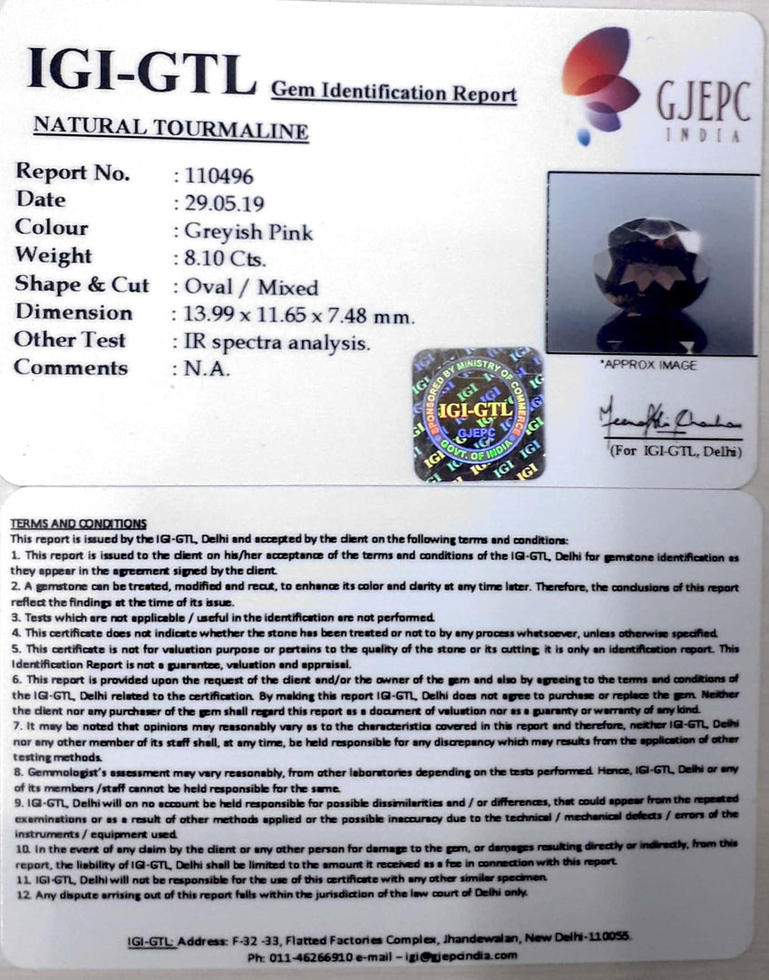 8.99 Ratti Natural Tourmaline With Govt. Lab Certificate-(3441)