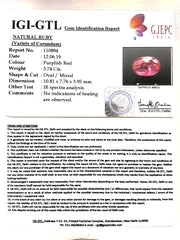 3.74 Carat Natural Mozambique Ruby with Govt. Lab Certificate-(RUBY9A)
