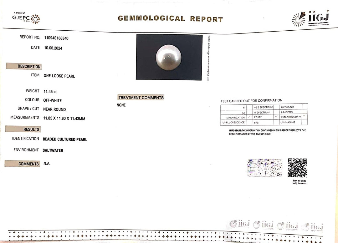 11.45/CT South Sea Pearl with Govt. Lab Certificate-1550