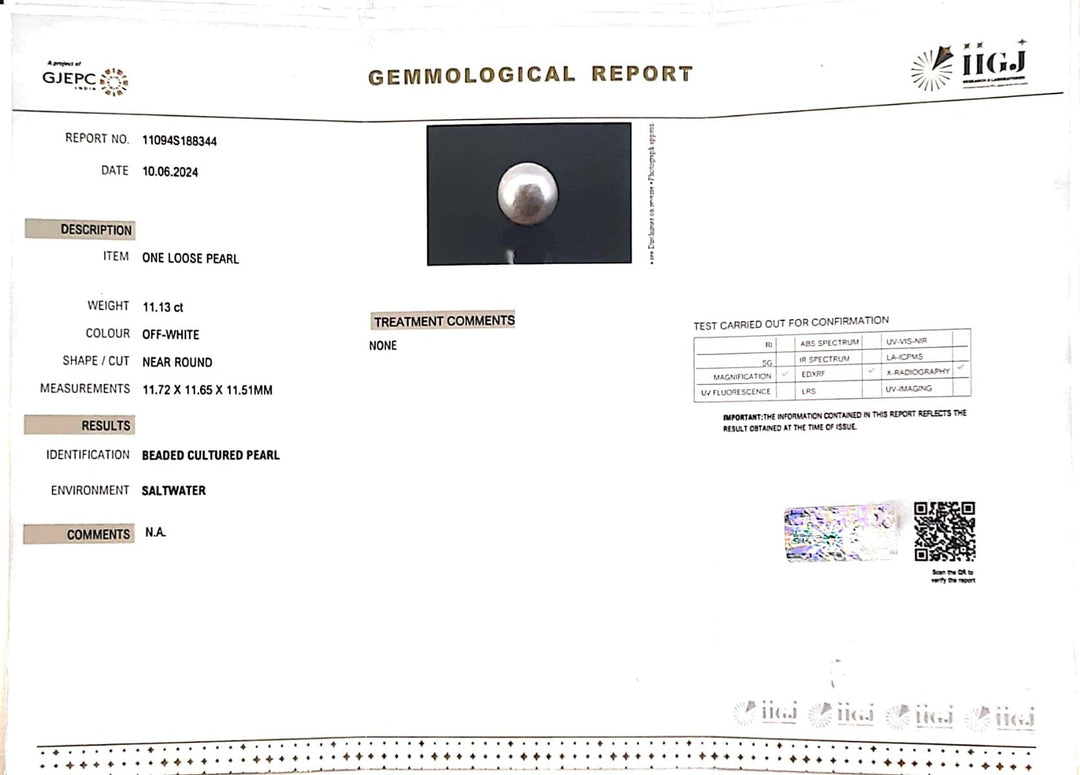 11.13/CT South Sea Pearl with Govt. Lab Certificate-1550