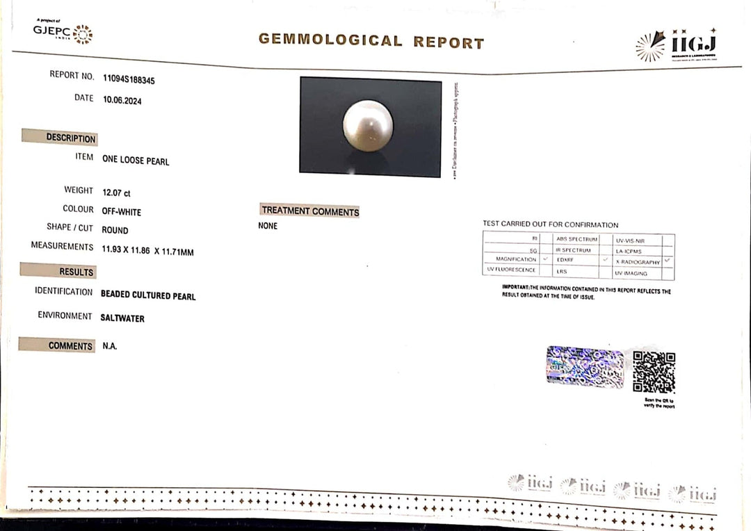 12.07/CT South Sea Pearl with Govt. Lab Certificate-1550