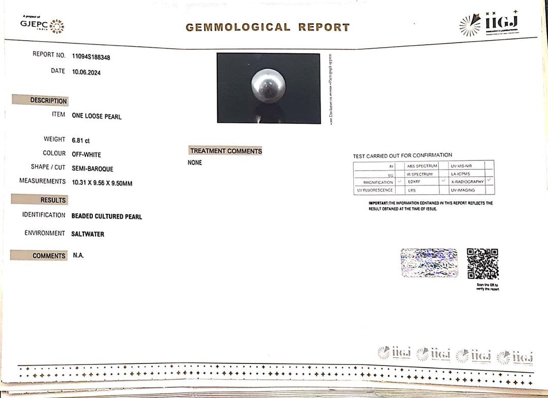 6.81/CT South Sea Pearl with Govt. Lab Certificate-1550