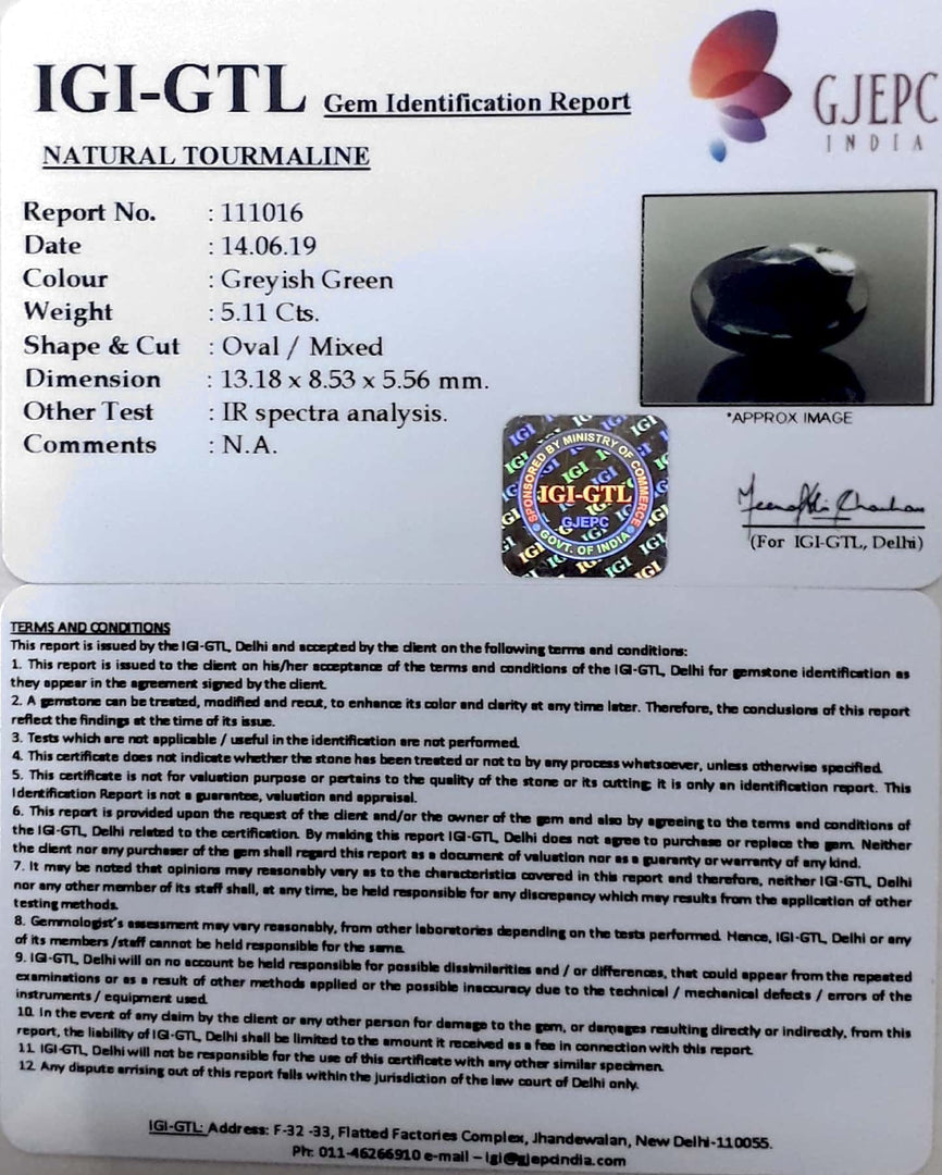 5.67 Ratti Natural Tourmaline With Govt. Lab Certificate-(4551)