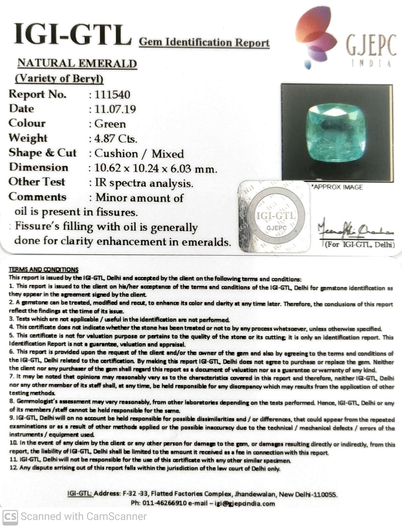 5.41 Ratti Natural Panna Stone with Govt. Lab Certificate (56610)