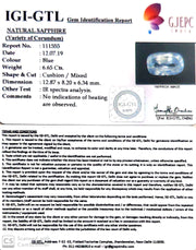 6.65/CT Natural Blue Sapphire with Govt Lab Certificate-BLUSA9U