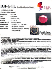 3.73/CT Natural Mozambique Ruby with Govt. Lab Certificate-RUBY9V