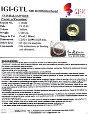 7.40/CT Natural Yellow Sapphire with Govt Lab Certificate-45510