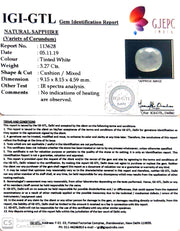 3.63 Ratti Natural White Sapphire with Govt Lab Certificate-(8991)