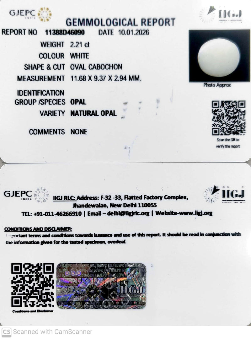 2.21/CT Natural Opal with Govt. Lab Certificate-11388D46090