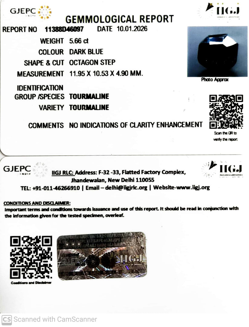 5.66/CT Natural Tourmaline with Govt. Lab Certificate-11388D46097