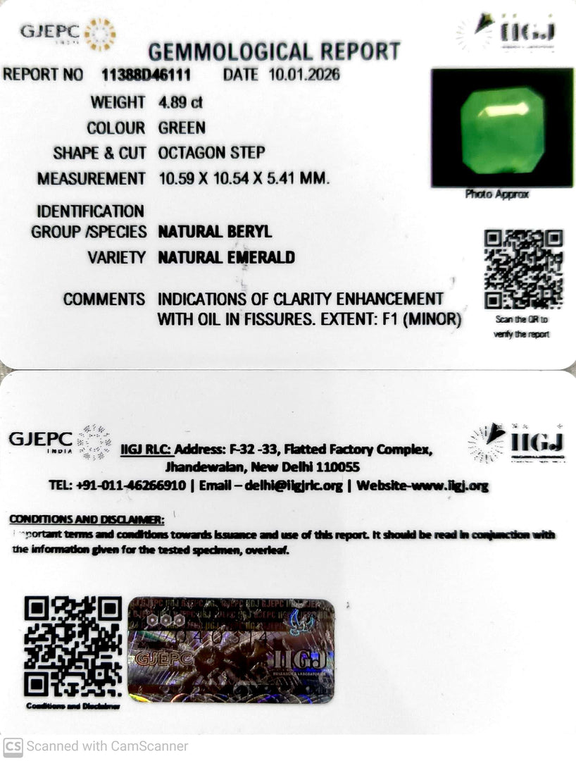 4.89/CT Natural Panna Stone with Govt. Lab Certificate-11388D46111