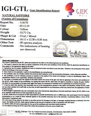 17.46 Ratti Natural Yellow Sapphire with Govt Lab Certificate-(1221)