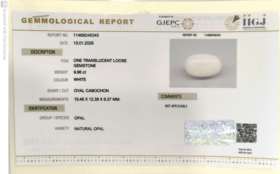 9.96/CT Natural Opal with Govt. Lab Certificate-11469D46345