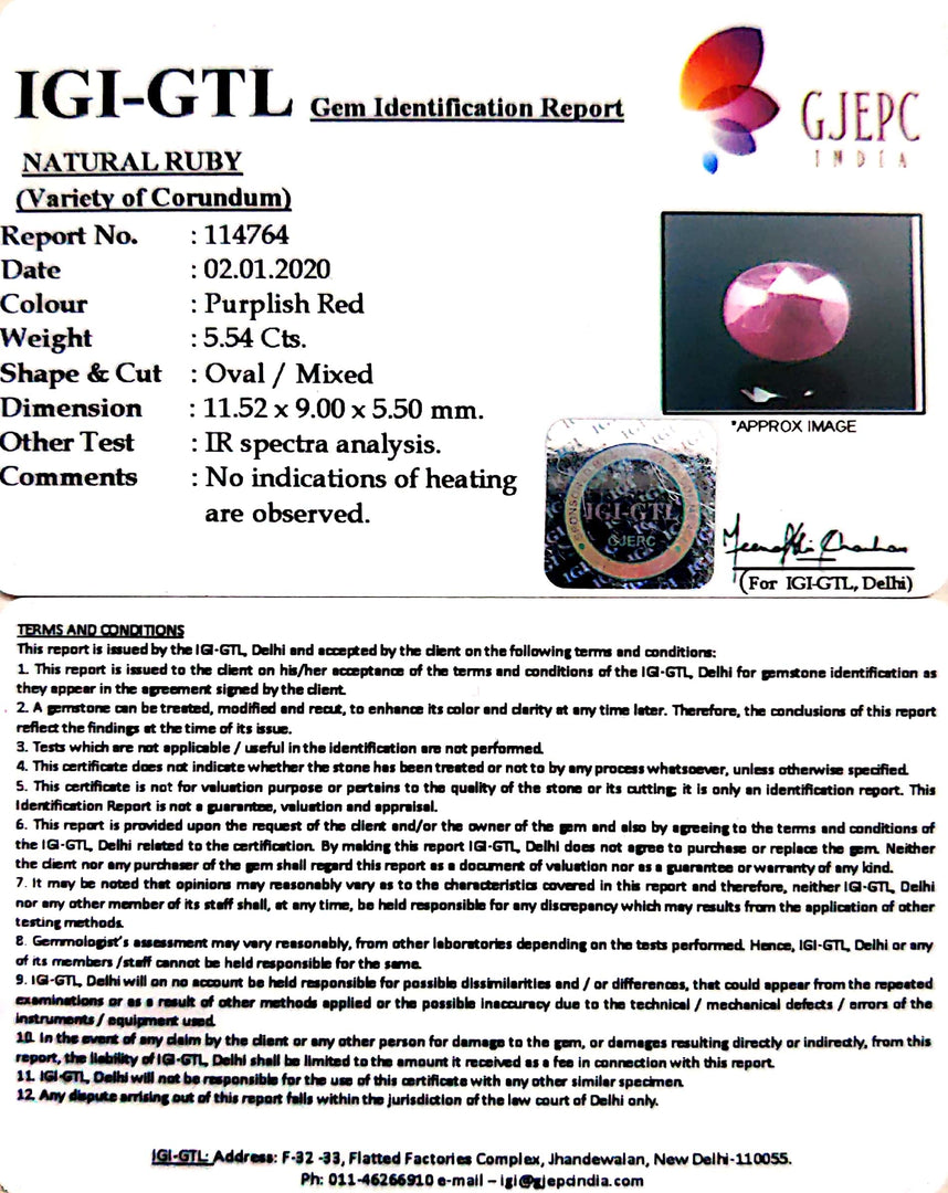 6.16 Ratti Natural Neo Burma Ruby with Govt. Lab Certificate-(2331)