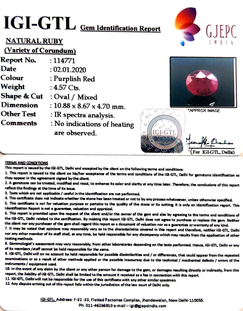 5.08 Ratti Natural Neo Burma Ruby with Govt. Lab Certificate-(5661)