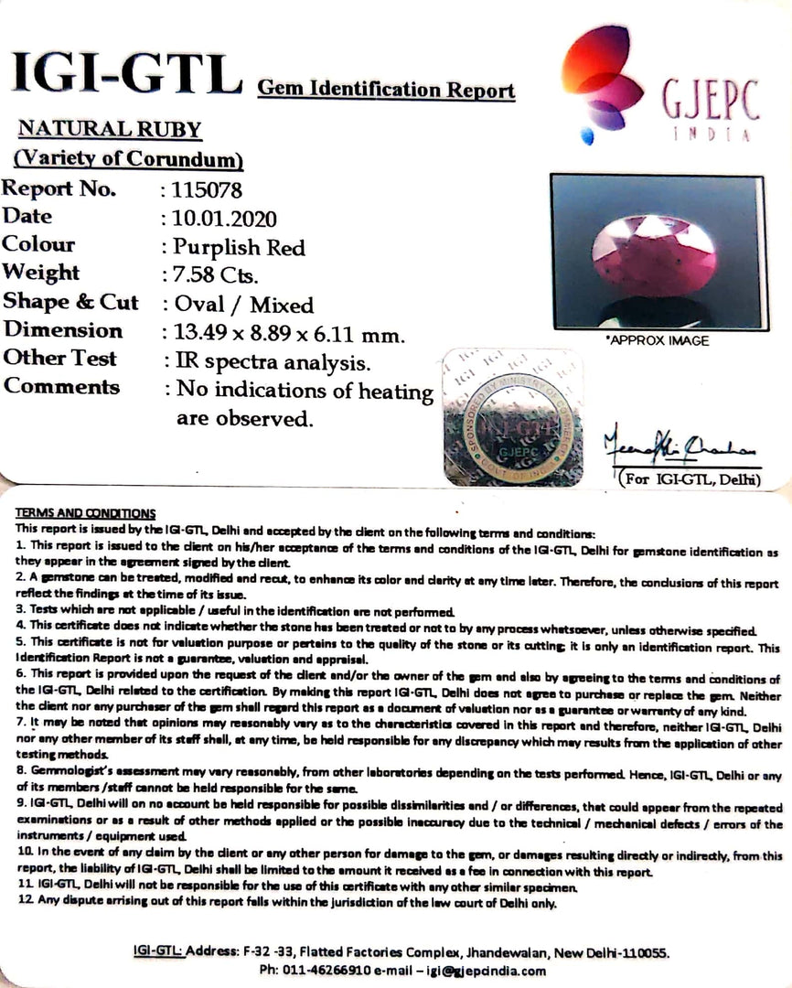 8.42 Ratti Natural Neo Burma Ruby with Govt. Lab Certificate-(3441)