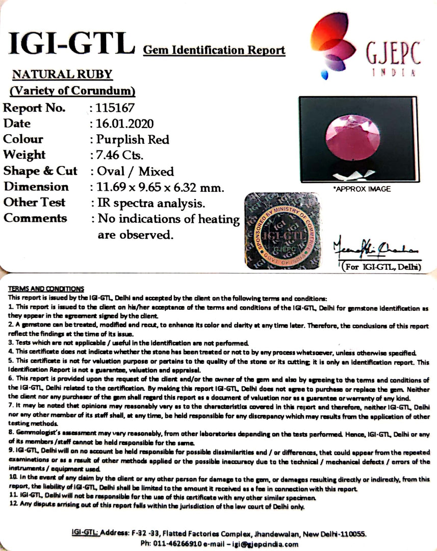 8.29 Ratti Natural Neo Burma Ruby with Govt. Lab Certificate-(2331)