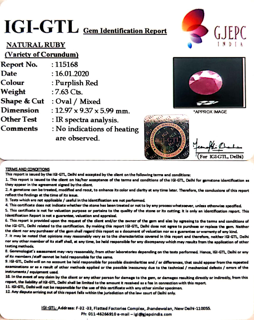 8.48 Ratti Natural Neo Burma Ruby with Govt. Lab Certificate-(2331)
