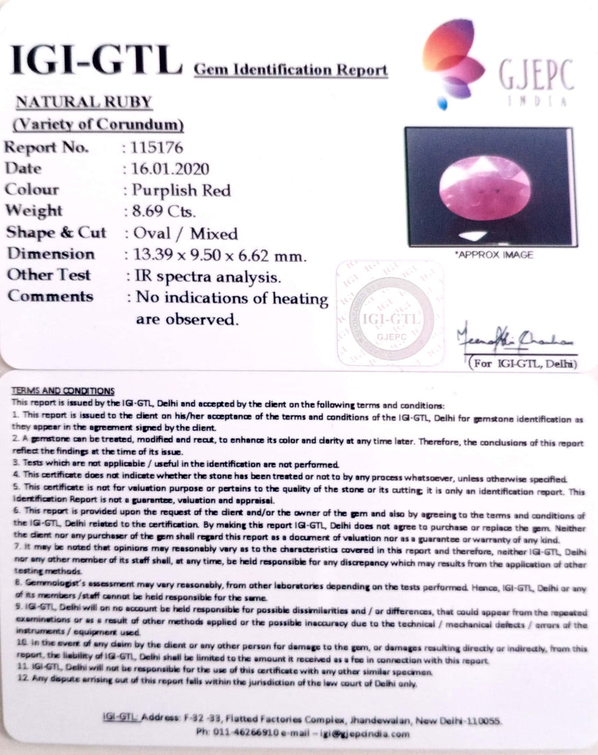 9.64 Ratti Natural Neo Burma Ruby with Govt. Lab Certificate-(2331)