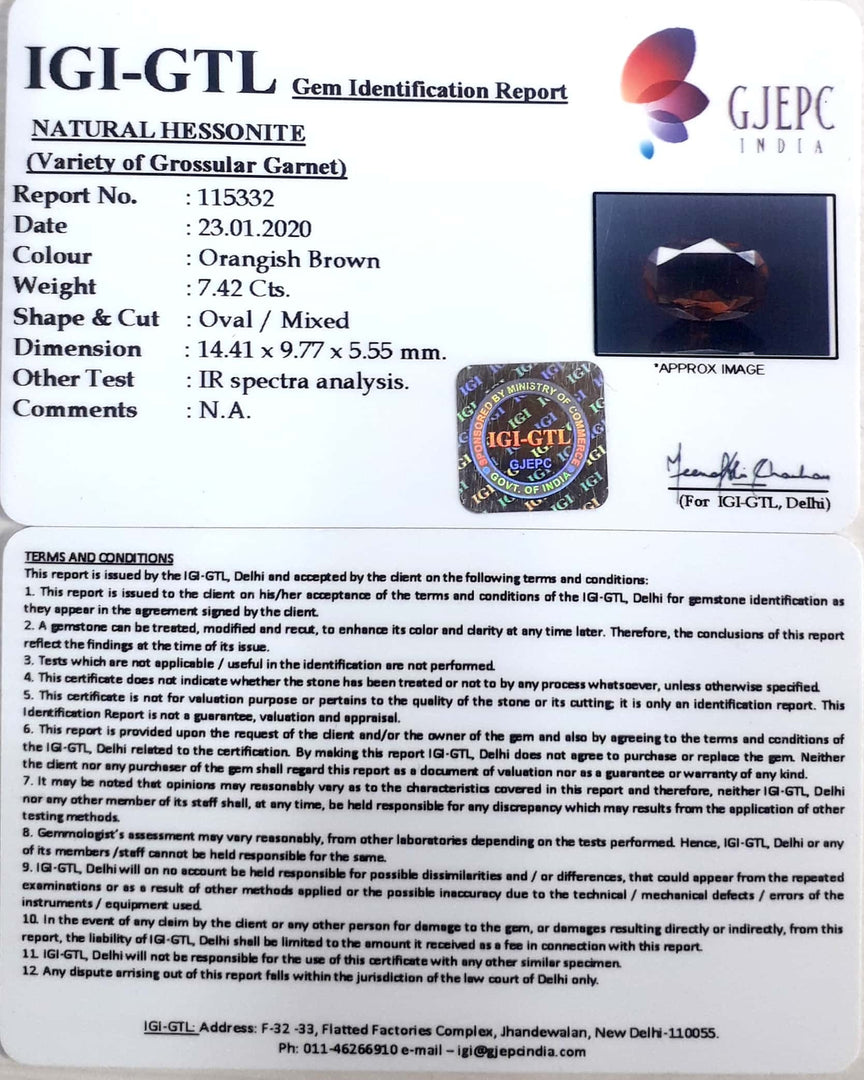 8.23 Ratti Natural Govt. Lab Certified Ceylonese Gomed-(1221)
