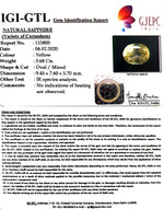 Load image into Gallery viewer, 3.68/CT Natural Yellow Sapphire with Govt Lab Certificate-(YELSA9V)
