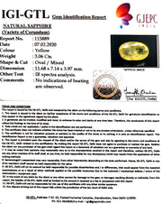 3.06/CT Natural Yellow Sapphire with Govt Lab Certificate-4551
