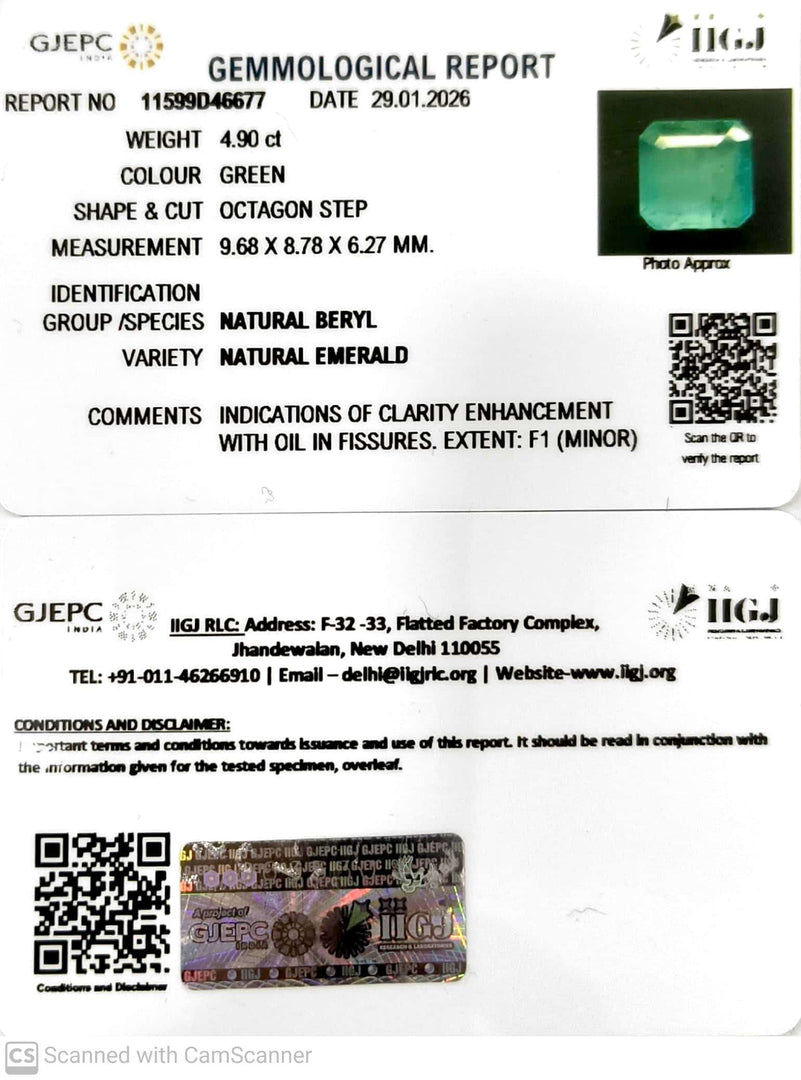 4.90/CT Natural Panna Stone with Govt. Lab Certificate-11599D46677