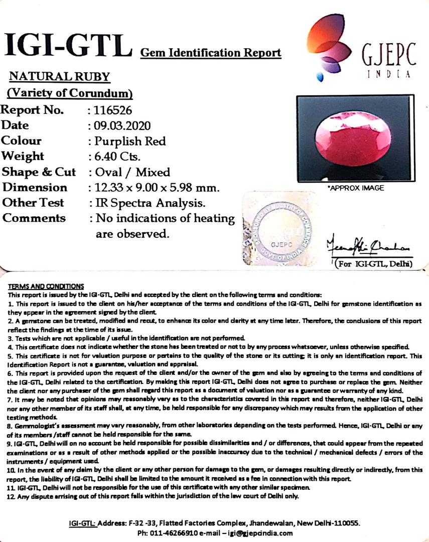 7.11 Ratti Natural Neo Burma Ruby with Govt Lab Certificate-(3441)