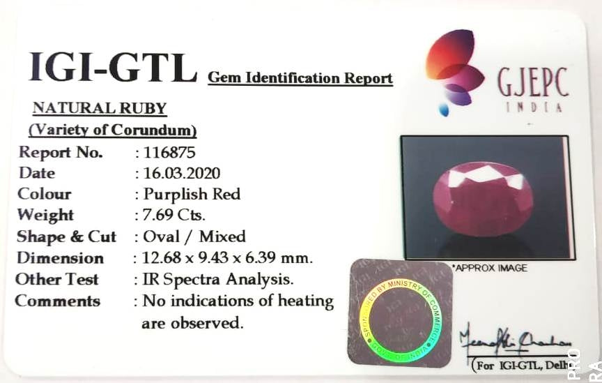 8.54 Ratti Natural Neo Burma Ruby with Govt Lab Certificate-(2331)