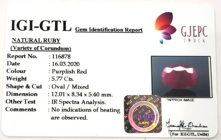 6.40 Ratti Natural Neo Burma Ruby with Govt Lab Certificate-(3441)