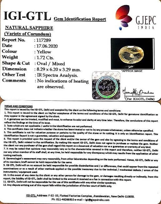 1.91 Ratti Natural Ceylonese Pukhraj Stone with Govt Lab Certificate-(16650)