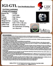 4.88/CT Natural Yellow Sapphire With Govt Lab Certificate-(YELSA9V)