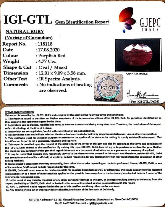5.29 Ratti Natural Ruby with Govt Lab Certificate-(5661)