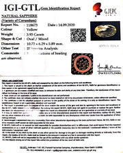 3.93/CT Natural Ceylonese Pukhraj Stone with Govt Lab Certificate-YELSA9U