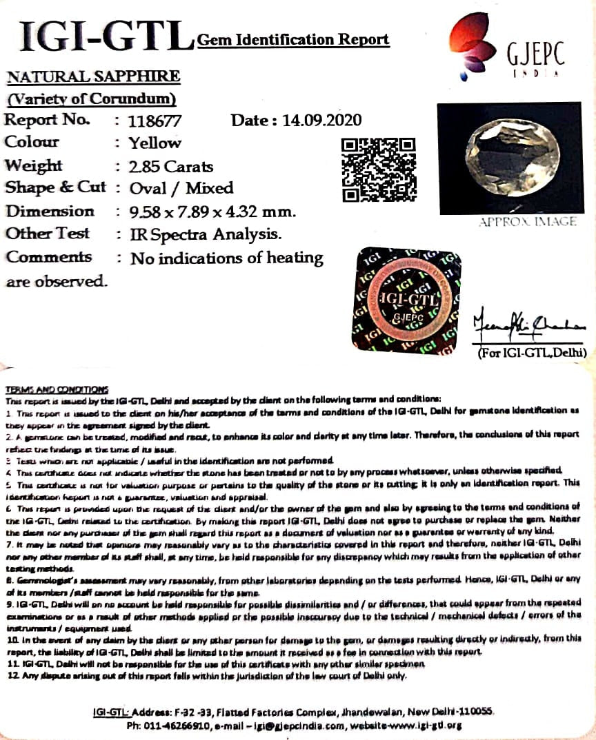3.16 Ratti Natural Ceylonese Pukhraj Stone with Govt Lab Certificate-(YELSA9T)
