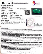 4.51 Ratti Natural Emerald Stone With Govt. Lab Certificate (8991)