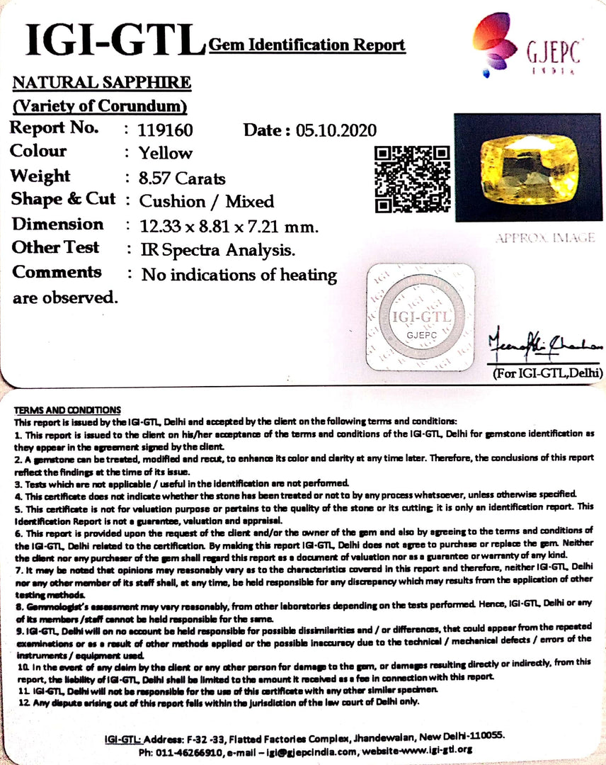 8.57/CT Natural Ceylonese Pukhraj Stone with Govt Lab Certificate-56610
