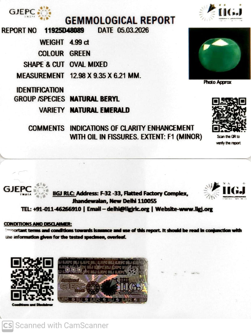 4.99/CT Natural Panna Stone with Govt. Lab Certificate-11925D48089