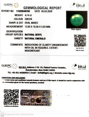 4.74/CT Natural Panna Stone with Govt. Lab Certificate-11925D48105