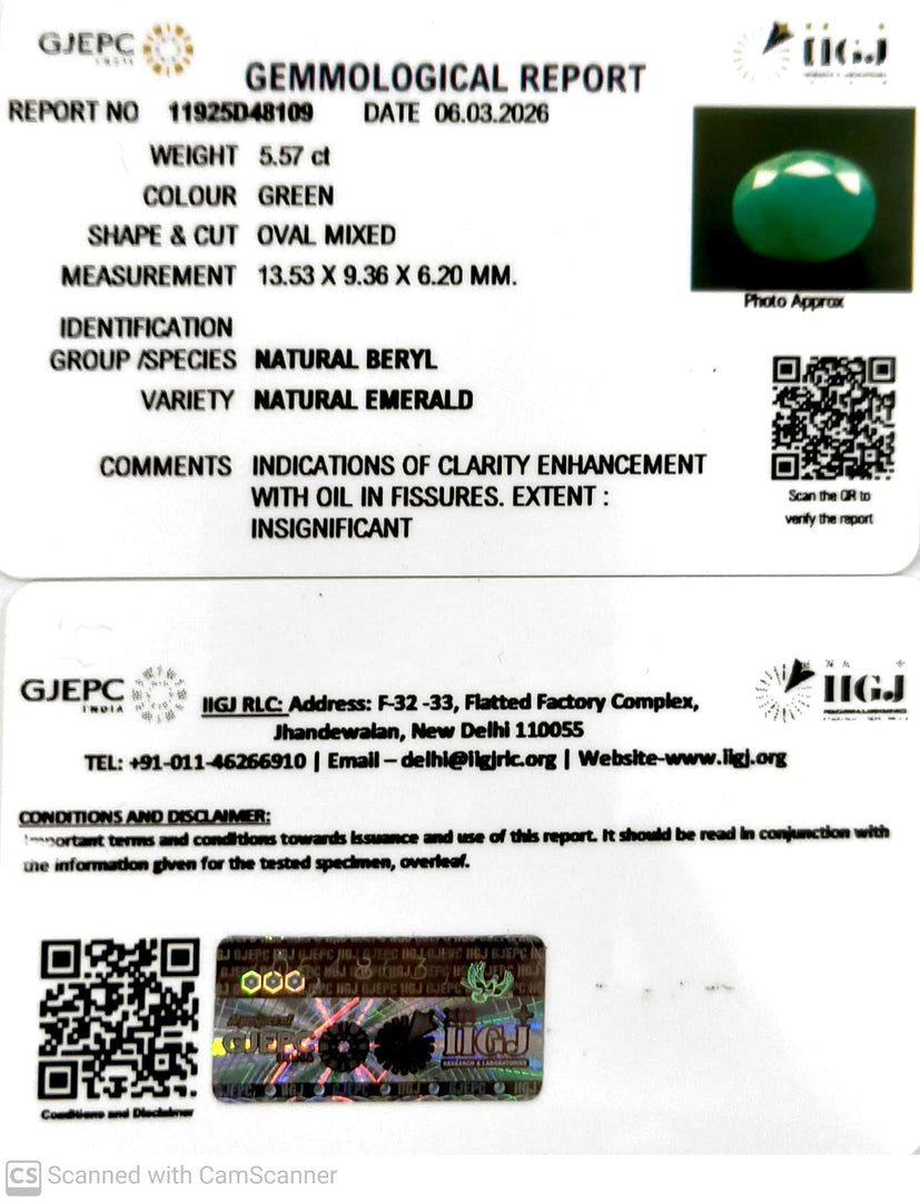 5.57/CT Natural Panna Stone with Govt. Lab Certificate-11925D48109