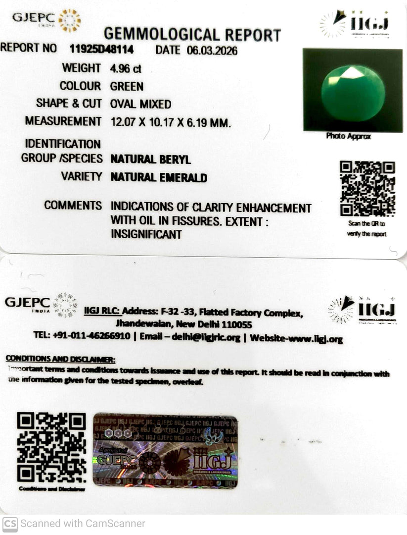 4.96/CT Natural Panna Stone with Govt. Lab Certificate-11925D48114