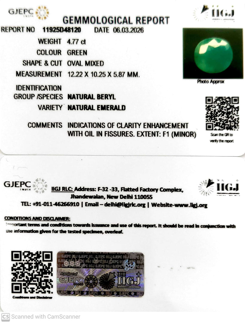 4.77/CT Natural Panna Stone with Govt. Lab Certificate-11925D48120
